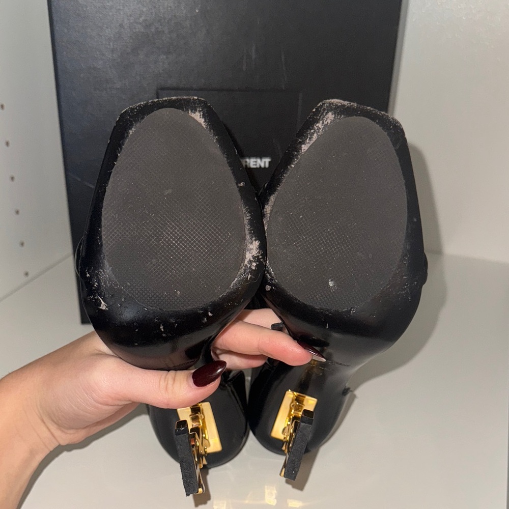 Saint Laurent Black and Gold Women's Heels - Picture 9 of 9